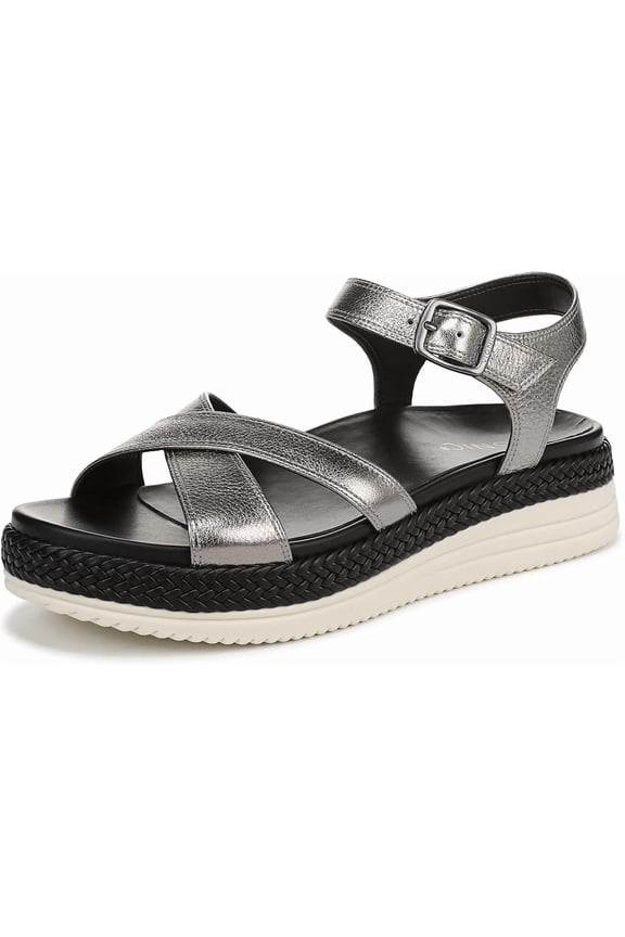 Women's Mar Ankle Straps Heeled Sandal Pewter Leather 7W