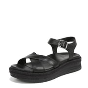 Vionic Womens Mar Ankle Straps Heeled Sandal Black Leather 6M