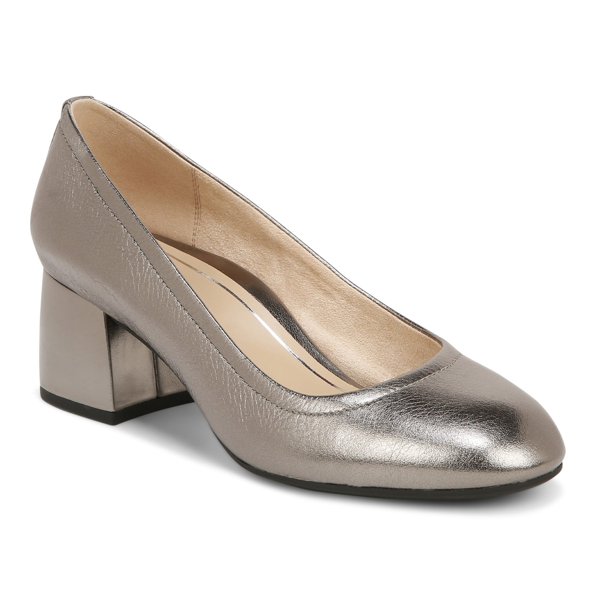 Vionic Women's Monterey Carmel Pump Dress Shoes Pewter Met Tmbl Leather ...