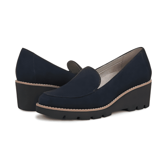 Vionic Women's Navy Suede Ava Wedge Loafer 6.5M