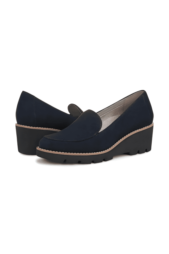 Women's Navy Suede Ava Wedge Loafer 9.5M