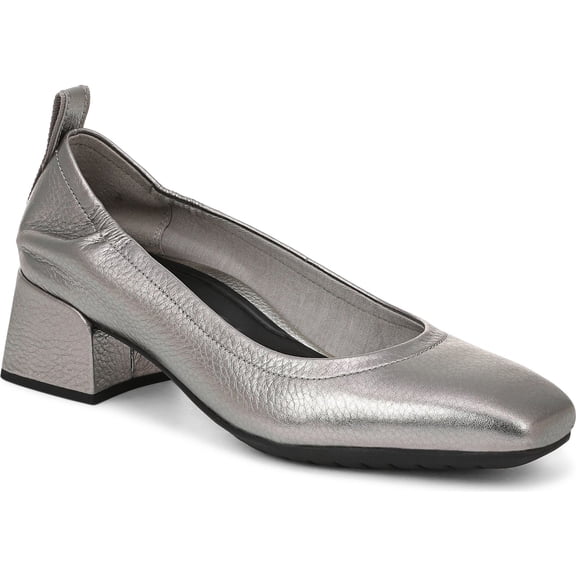 Vionic Women's Ramona Block Heel Pump Pewter Metallic Leather 7M