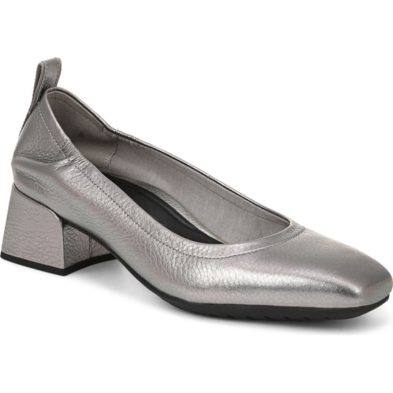 Vionic Women's Ramona Block Heel Pump Pewter Metallic Leather 8.5M
