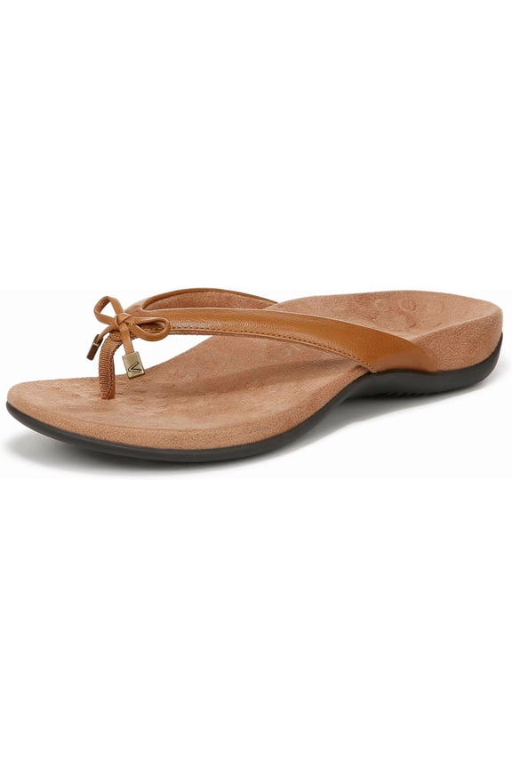 Women's Rest Bella Light Brown Leather Toe Post Sandal 9.5W