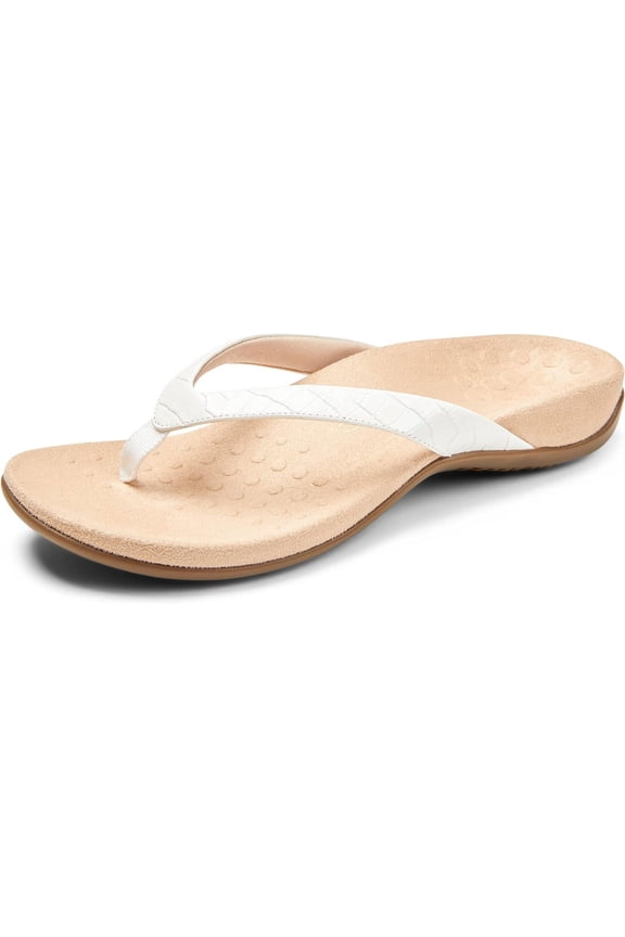 Vionic Women's Rest Dillon Toe Post Sandals White Croc 7.5W