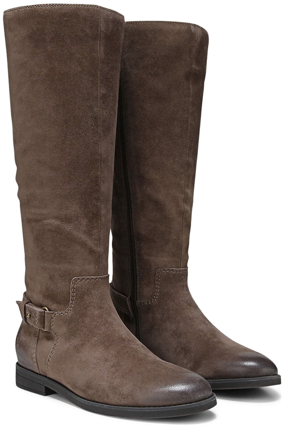 Women's Rochelle Tall Zip Boot Driftwood Suede Wide Calf 6.5W