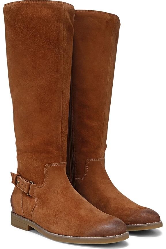 Women's Rochelle Tall Zip Boot Tan Suede Wide Calf 9.5M