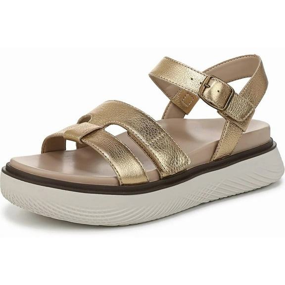 Vionic Women's Solana Strappy Platform Sandal Gold Metallic 5W