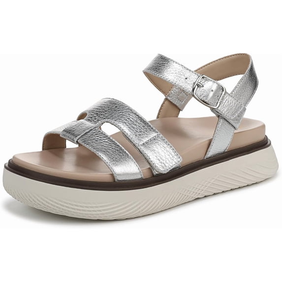 Vionic Women's Solana Strappy Platform Sandal Silver Metallic 6.5M