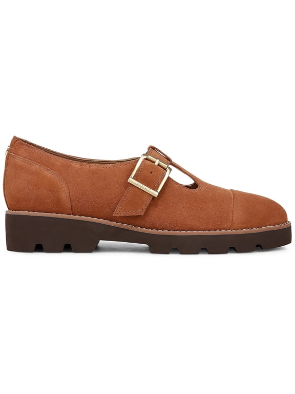 Women's Tan Suede Carmen T-Strap Flats 7.5W