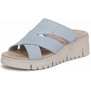 Vionic Womens Uptown Sunset Wedge Slide Sandal Blue Mist Nubuck 9W
