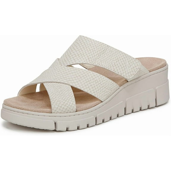 Vionic Women's Uptown Sunset Wedge Slide Sandal Ivory Nubuck 9W