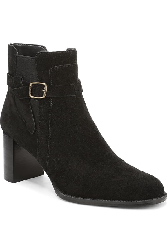 Women's Vivette Block Heel Ankle Bootie Black Suede 10M