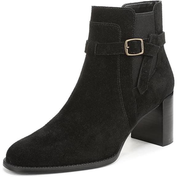 Vionic Women's Vivette Block Heel Ankle Bootie Black Suede 10M