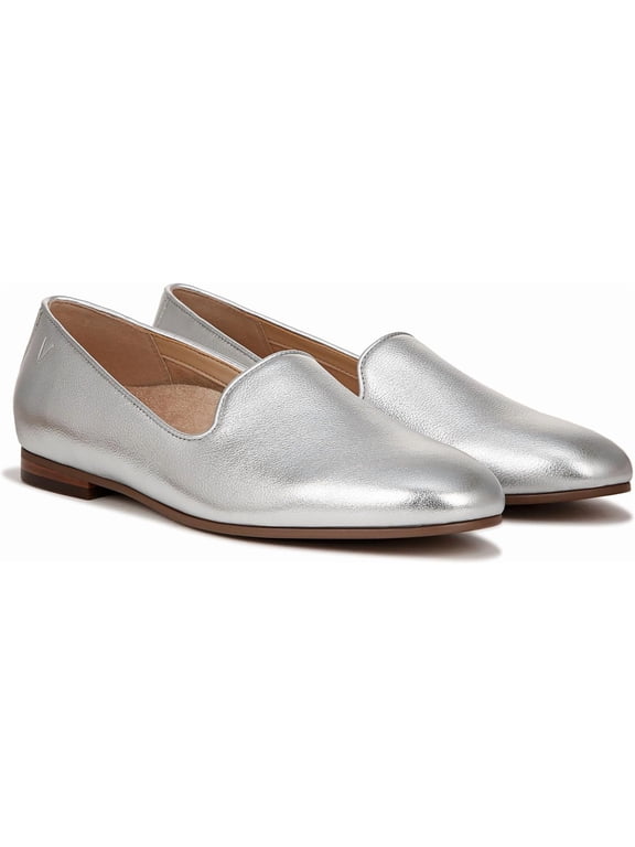 Women's Willa Slip-on Flat Silver Metallic Leather 11W