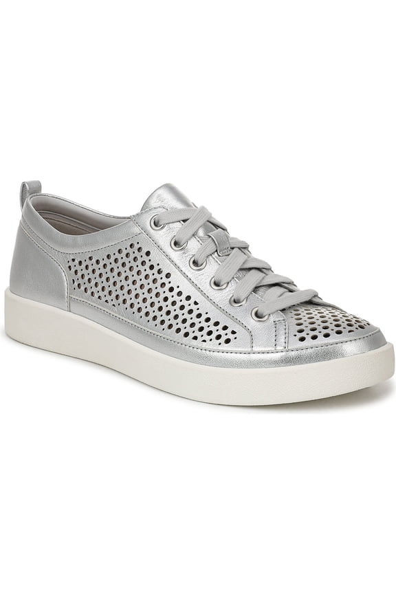 Women's Winny Perf Lace Up Sneaker Silver Leather 10M