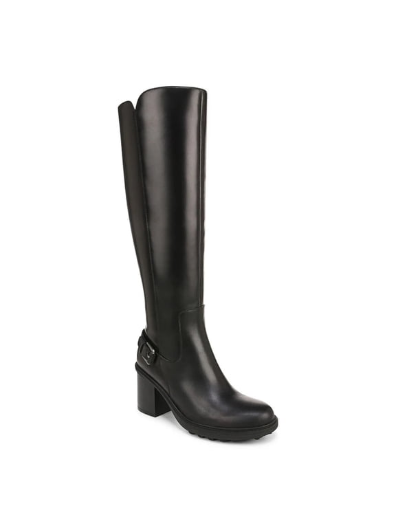 Womens Black Leather Trabuco Knee High Wide Calf Boots 7.5M