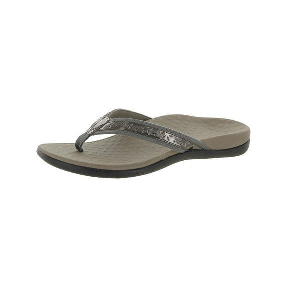 Vionic Womens Casandra Metallic Flat Thong Sandals