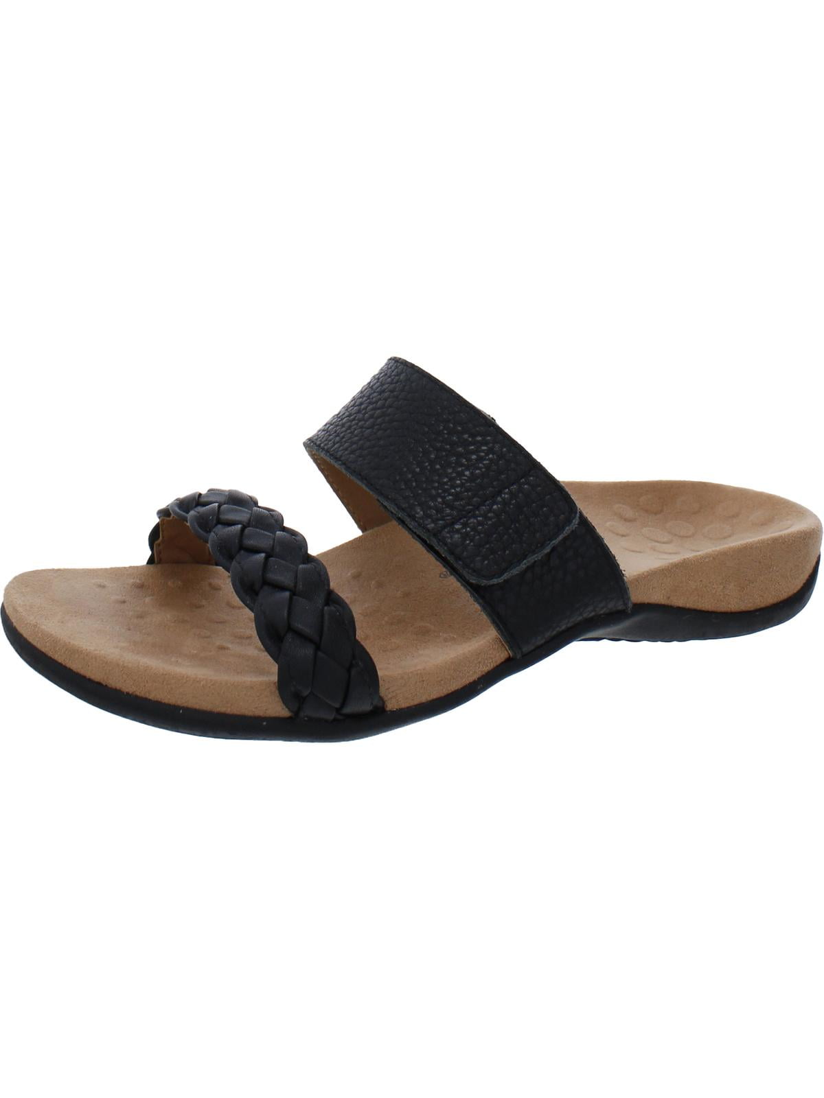 Vionic Womens Jeanne Leather Braided Slide Sandals - Walmart.com