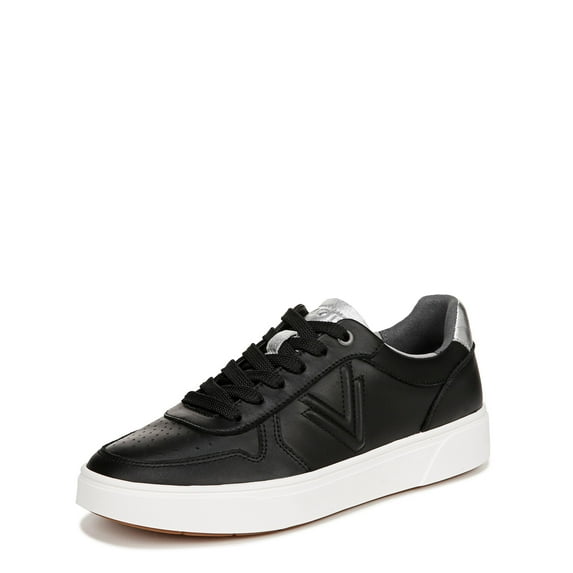 Vionic Womens Kimmie Court Shoes, Black & Silver Leather, 13