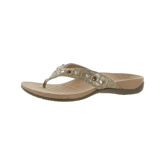 Vionic Womens Lucia Snake Print Embellished Thong Sandals