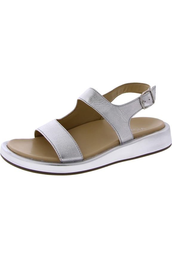 Madera Silver Metallic Leather I8698L4021 Women's Size 6.5