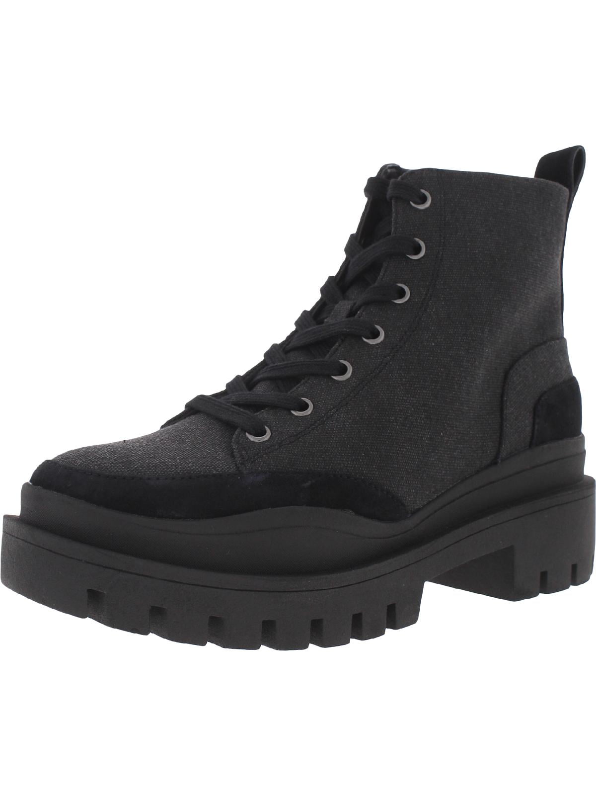 Vionic Womens Mellie Canvas Suede Trim Combat Lace up Boots