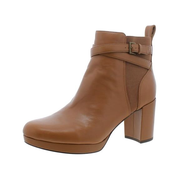 Vionic Womens Nella Leather Block Heel Ankle Boots