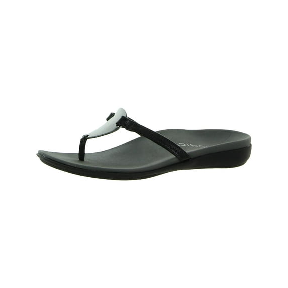 Vionic Womens Raysa Patent Leather Thong Flip-Flops