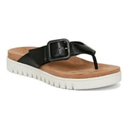 Vionic Womens Uptown Marin Flip-Flop Sandal, Black Leather, 9.5