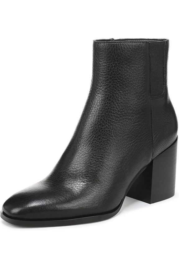 Womens Vynn Block Heel Ankle Bootie Black Leather 9M