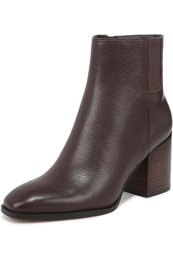 Womens Vynn Block Heel Ankle Bootie Chocolate Ganache Leather 11W