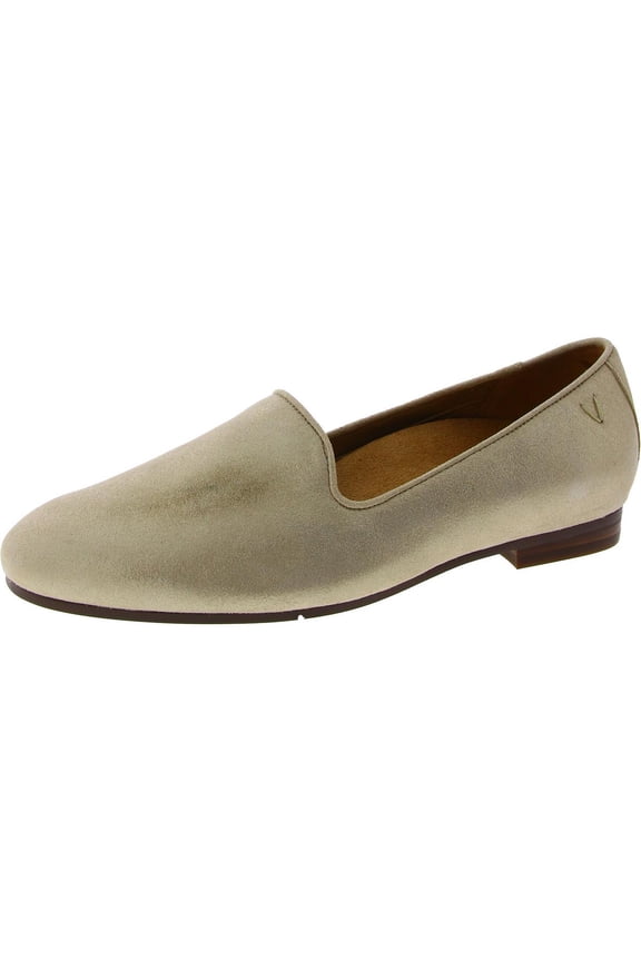 Womens Willa II Slip-on Gold Metallic Leather Flats 12W