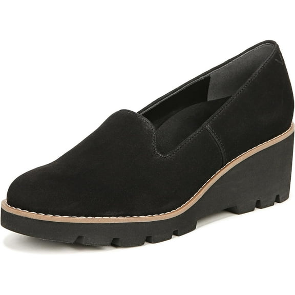 Vionic Willa Wedge Women's Loafers & Slip-Ons Black Suede Size 8.5 M
