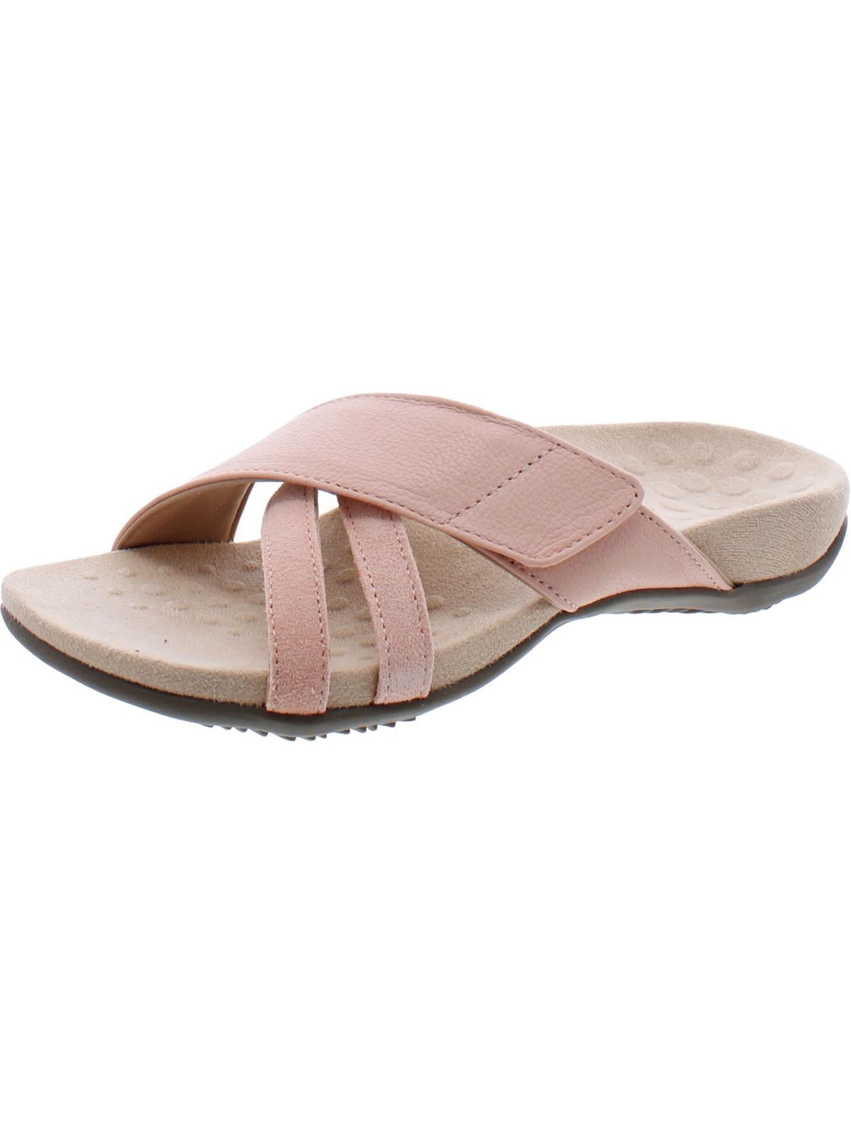 Vionic Womens Zarie Leather Adjustable Slide Sandals