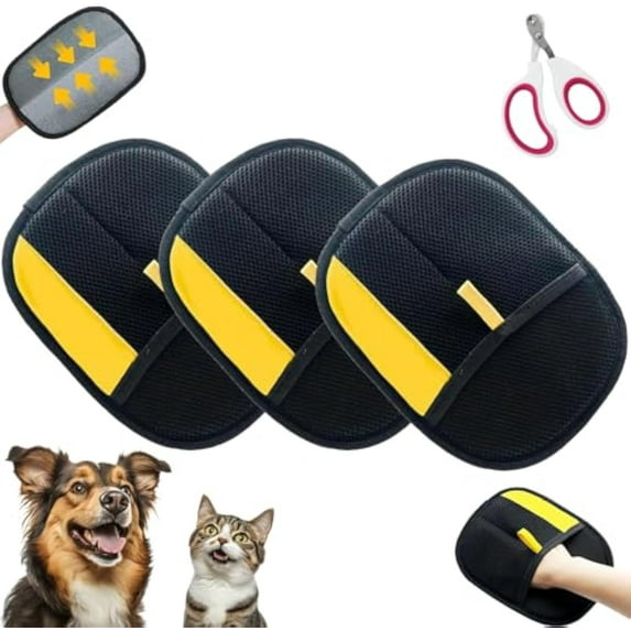Viorane Pet Hair Remover, Pet Hair Remover Electrostatic Gloves, Reusable Electrostatic Pet Hair Removal Gloves for Pet Grooming, Effort-Free Clean, for Clothing, Couch, Furniture, Carpet (3pcs)