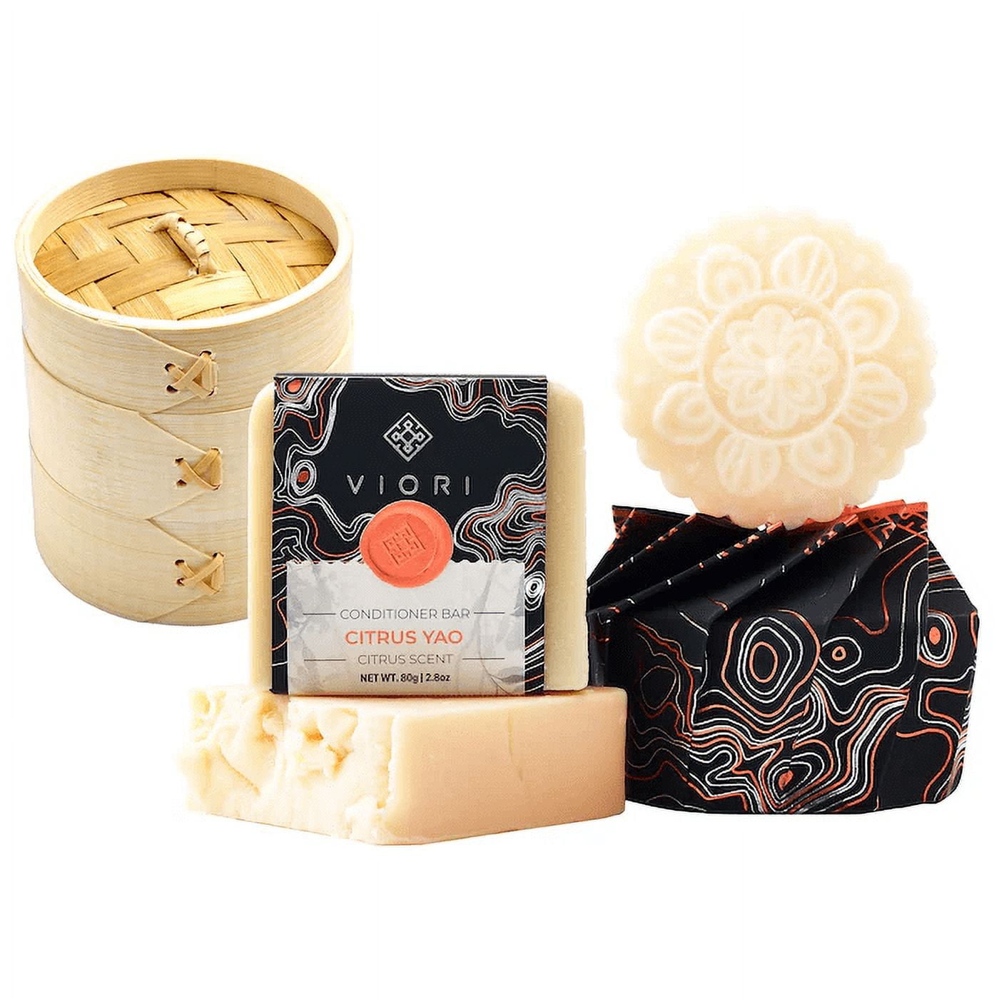 Viori Citrus Yao Shampoo & Conditioner Bar w/ Bamboo Holder Authentic