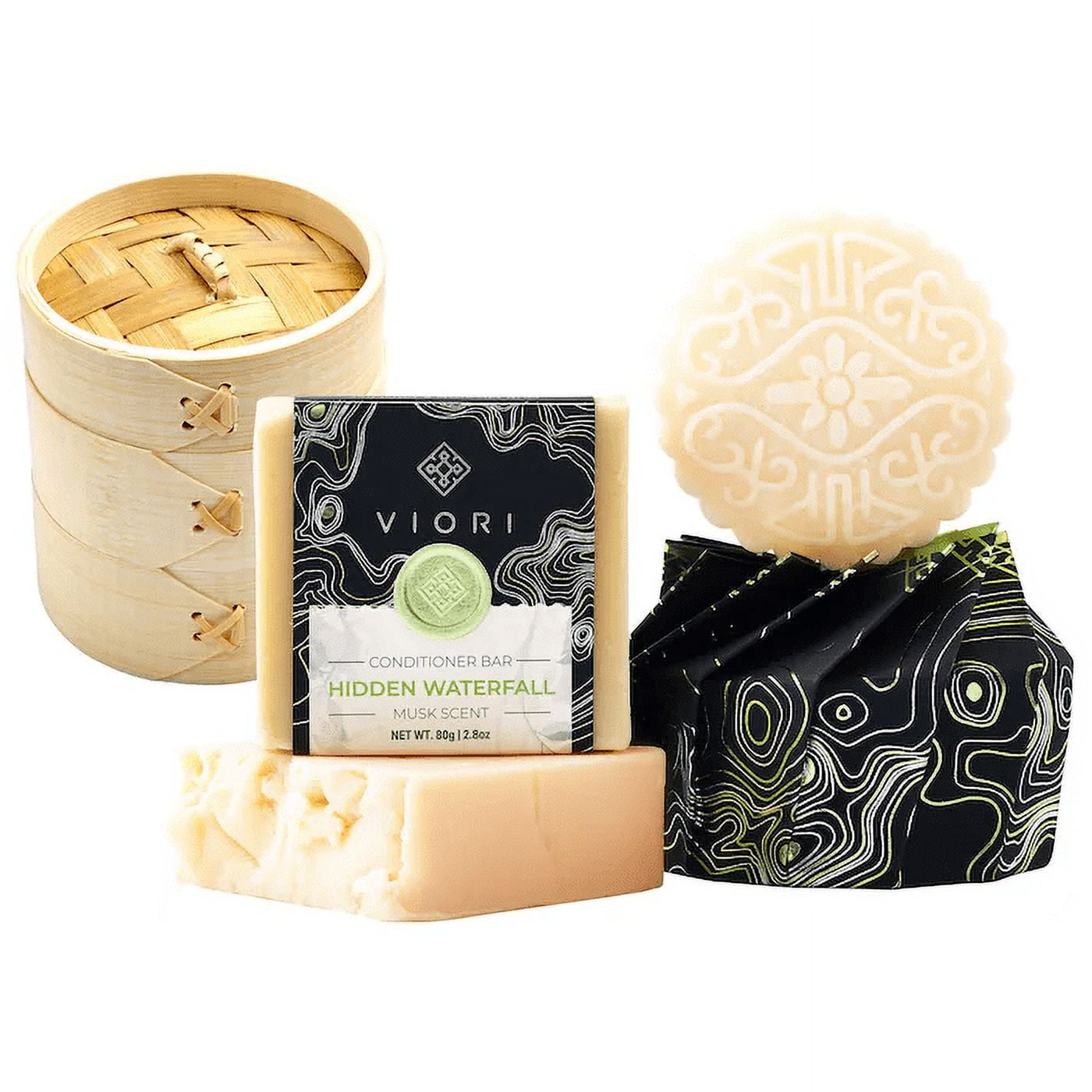 Viori Hidden Waterfall Natural Shampoo/Conditioner Bar Set with Bamboo ...