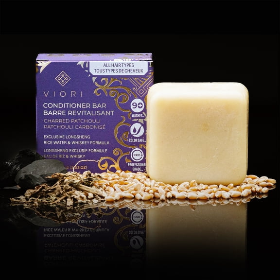 Viori Mens- Conditioner Bar for Men, Charred Patchouli – Natural – Whiskey Infused, Handcrafted in Scotland - Sulfate, Paraben, Cruelty, & Plastic-Free