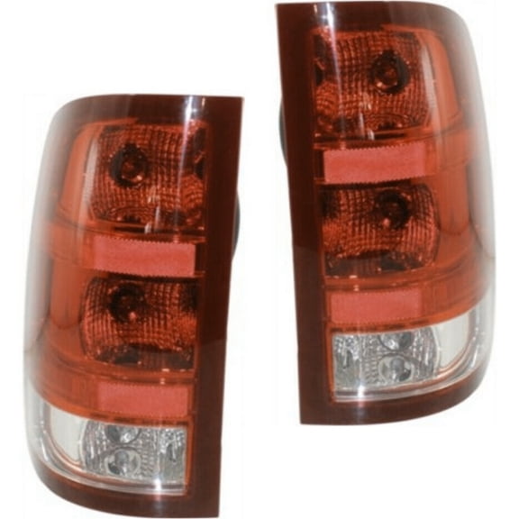VioziteGam 2pcs Driver and Passenger Side Red Clear Lens with Bulb Turn Signal Lamp Assembly Tail Light Set for GMC for Sierra 1500/2500HD/3500HD 2010-2011