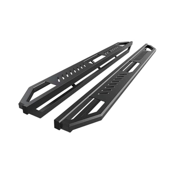 VioziteGam 6.5In Bars Square Rocker Guards Fits Crew Cab Set(2 of Side Armor + Mounting Kit Aluminum Black IA-G4U97115B