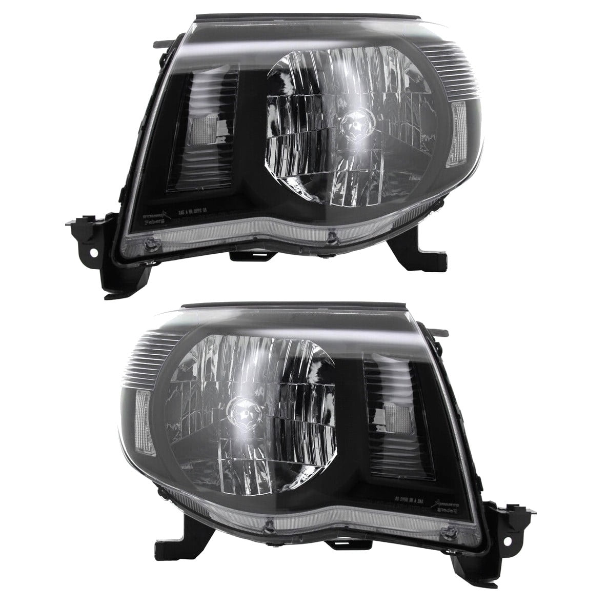 VioziteGam Black Headlights Signal Lamps Left+Right Pair Heavy Duty ABS ...