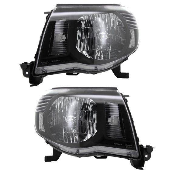 VioziteGam Black Headlights Signal Lamps Left+Right Pair Heavy Duty ABS Plastic Housing / Polycarbonate Lens for Toyota for Tacoma Base/Pre Runner/X-Runner 05-11 Please Use Bulbs-Bulb Shape Code