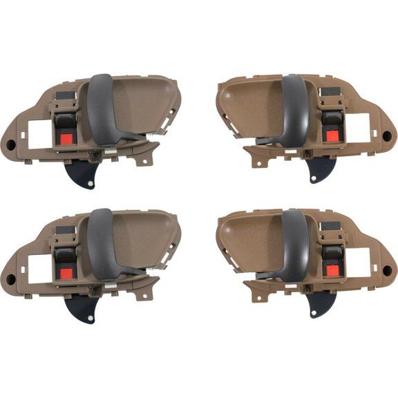 VioziteGam Car Door Handle Interior Front Rear Driver & Passenger Side Left Right 4pcs Brown Black with Car Door Lock Hole for GMC for Yukon SLE/SLT 1995-1999 & SL 1996-1997 & Denali 1999-2000