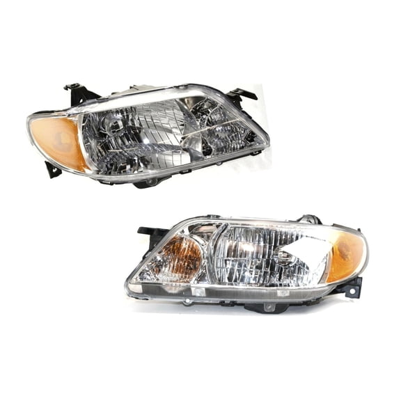 VioziteGam Headlight Set of 2 Right & Left Driver & Passenger Side Aluminum Bezel with Bulb Clear Lens for Mazda for Protege DX/ES/LX 01-03 & SE 02-03