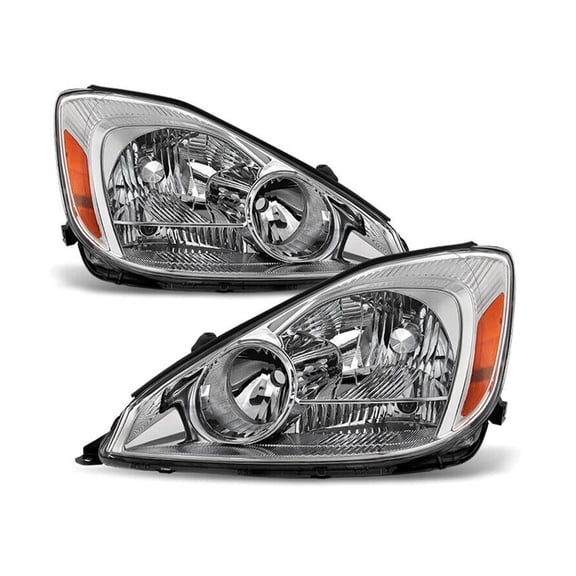 VioziteGam Headlights Headlamps Left Right for Toyota for Sienna CE/LE/XLE Limited 04-05 Lights Driver Passenger Side Factory-Headlight Style Chrome-Housing Clear-Lens