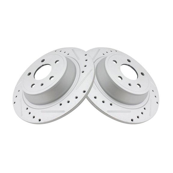 VioziteGam Rear Disc Brake Rotor for Fusion 2013-2020 for MKZ 2013-2016 Drilled Slotted G-Coated Kit Pair Cast Iron 0.37 in-Discard Thickness 11.89 Diameter 2.01 Height 5pc 901166901166-Dsz