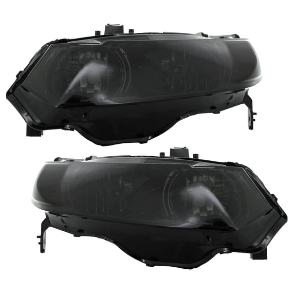 VioziteGam Smoke Headlights 2Dr Headlamps Left+Right Pair Heavy Duty ABS Plastic Housing / Polycarbonate Lens for Honda for Civic DX/EX/LX/Si 06-11 Please Use Bulbs-Bulb Shape Code 33151SVBA01