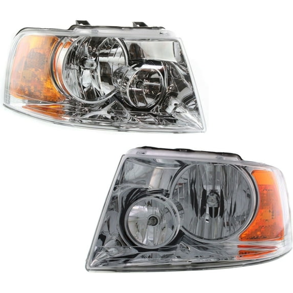 VioziteGam for Ford for Expedition 2003-2006 2pcs Headlight Left and Right Clear Lens Chrome Interior FO2502181
