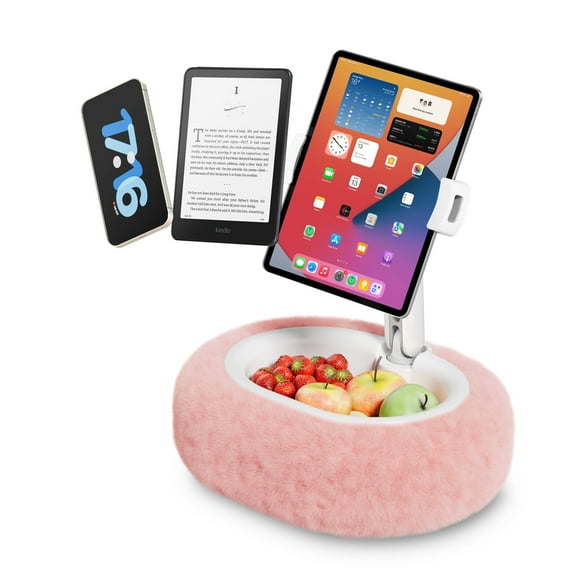 Viozon Tablet Pillow Stand,Compatible with 4-11" Tablet/Phone, Pad Holder with Small Bowl Pink